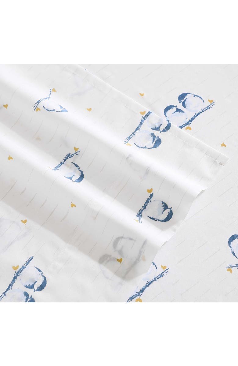 POPPY AND FRITZ Tweet Tweet Birds 200 Thread Count Cotton Percale Sheet Set, Alternate, color, Blue