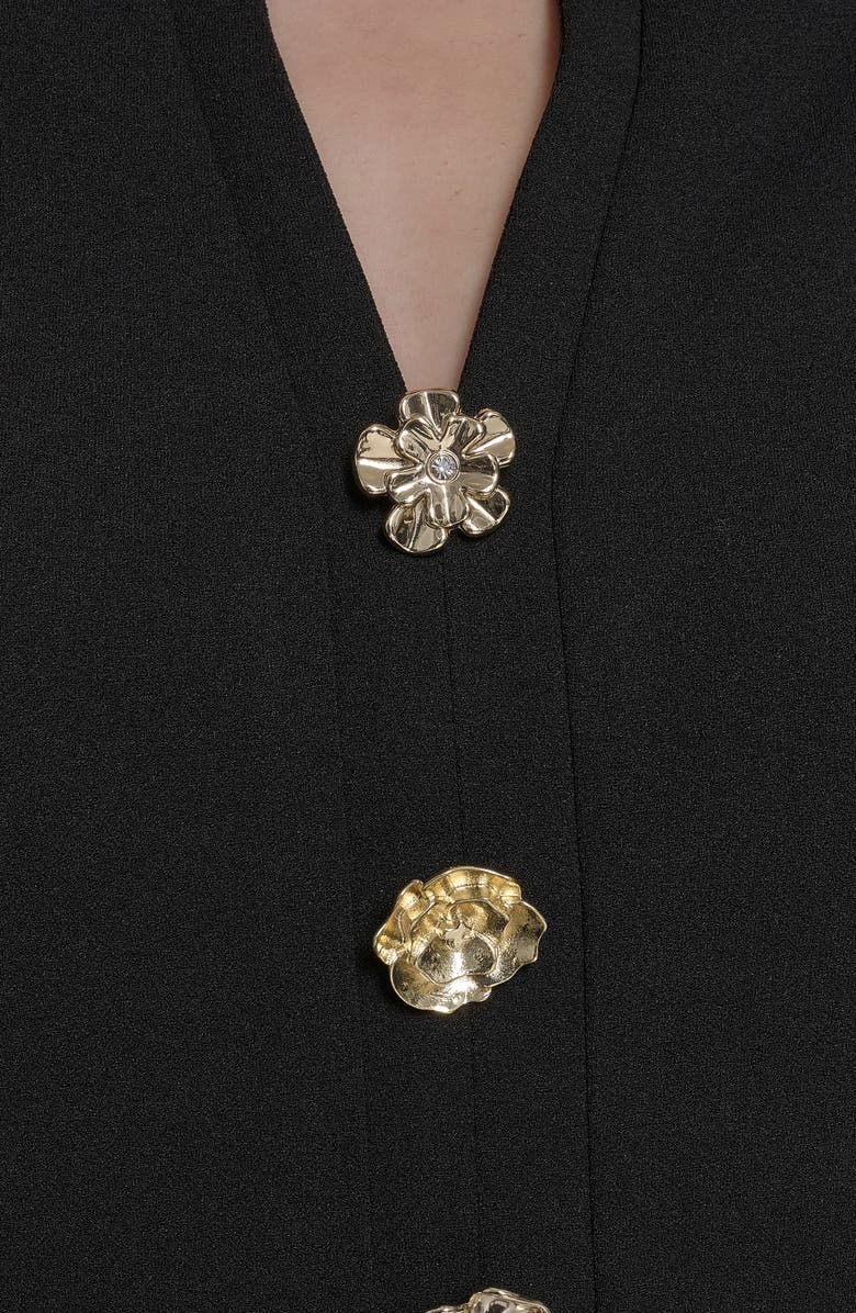 KARL LAGERFELD Flower Button Scuba Crepe Sheath Dress, Alternate, color, Black