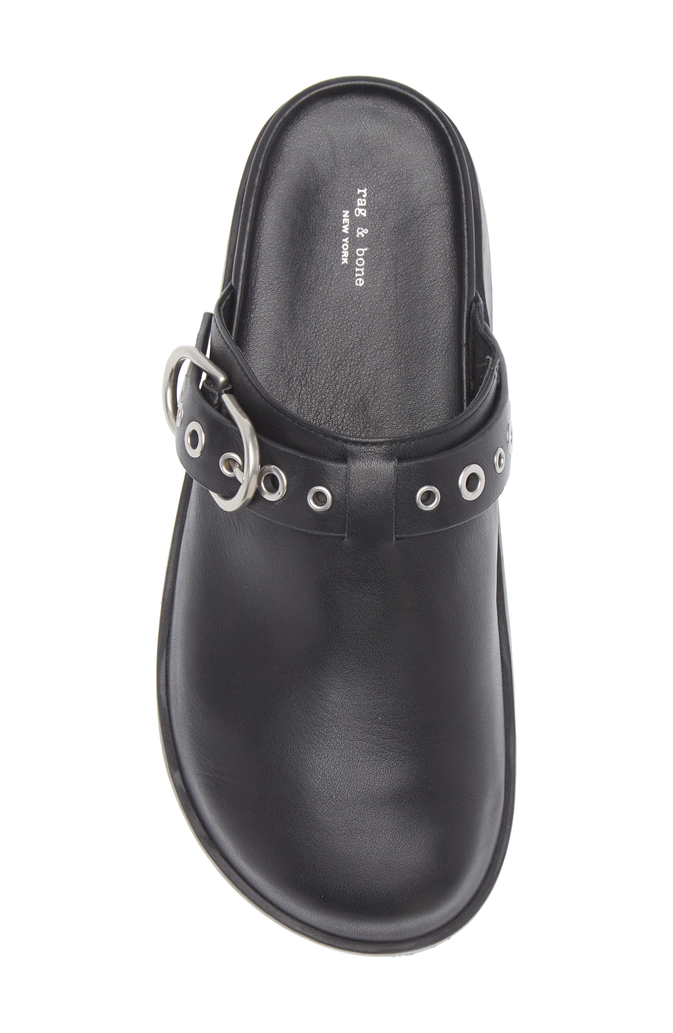 rag & bone Geo Buckle Platform Mule, Alternate, color, Black Leather