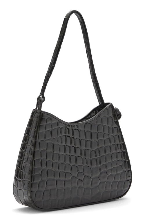 Mango Croc Embossed Faux Leather Shoulder Bag In Grey