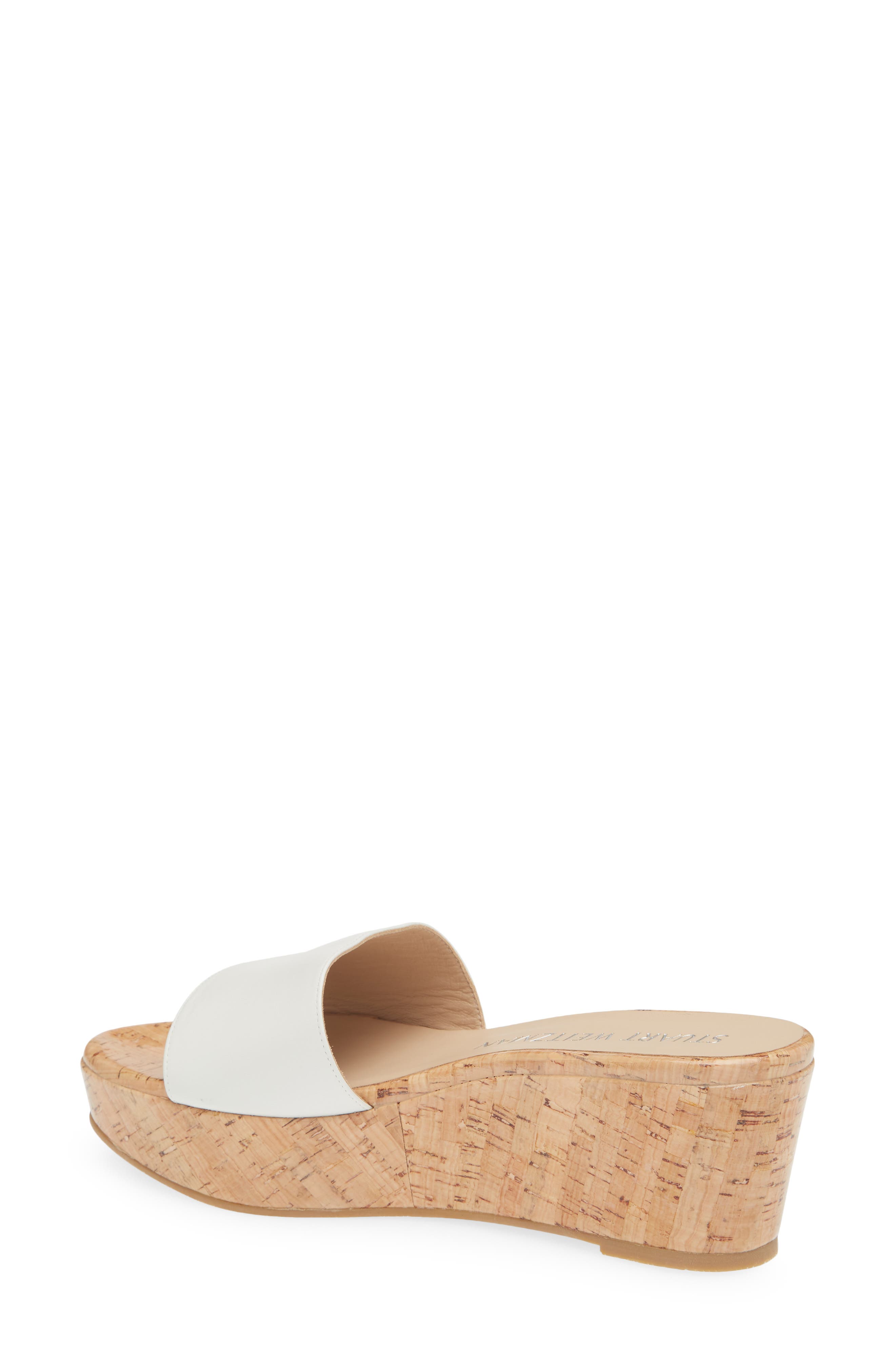 Stuart Weitzman Summer Wedge Sandal, Alternate, color, White.
