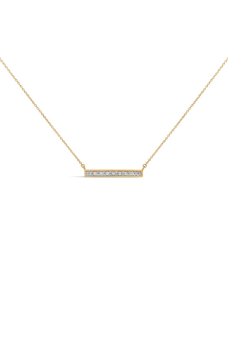 Yellow Gold Plated Diamond Accent Bar Pendant Necklace, Main, color, Silver