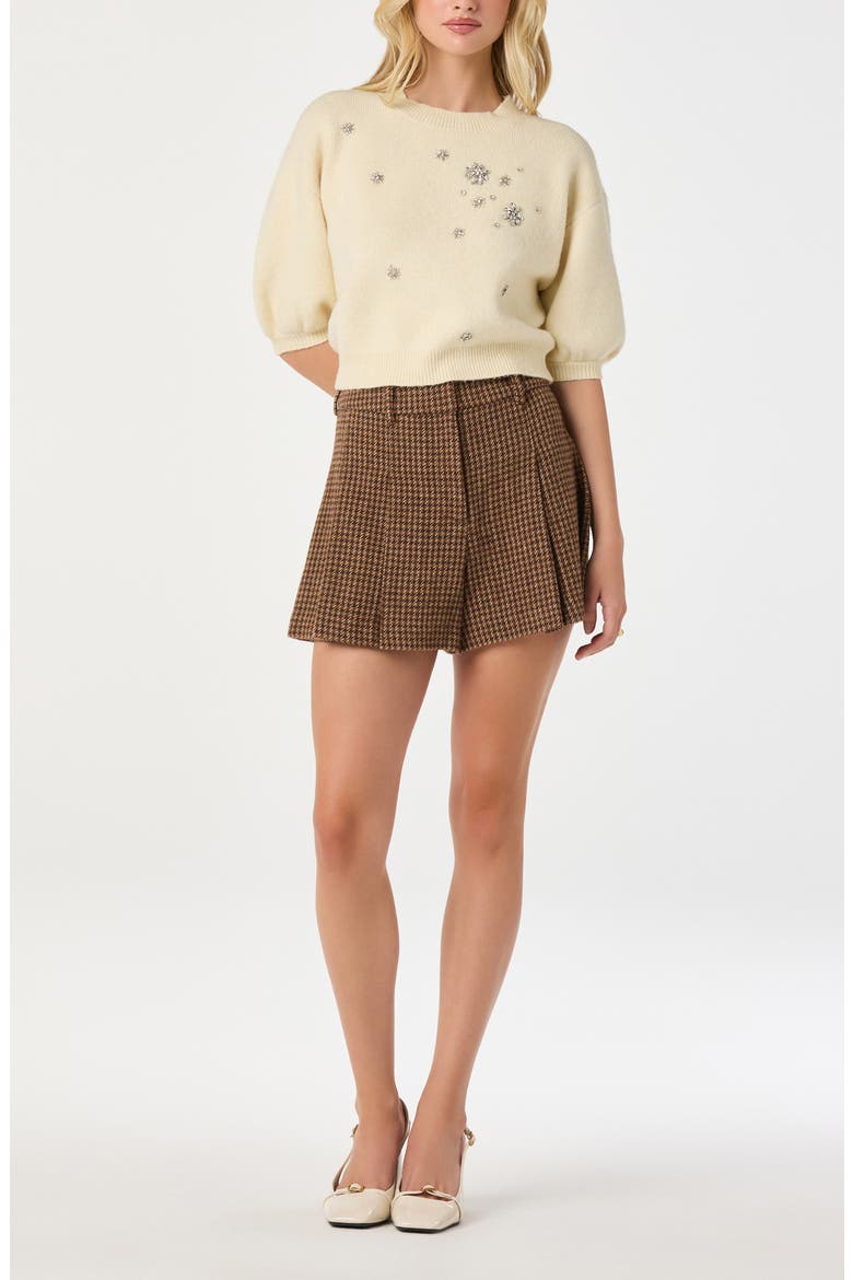 Crystal Embellished Short Sleeve Sweater, Alternate, color, CREAM