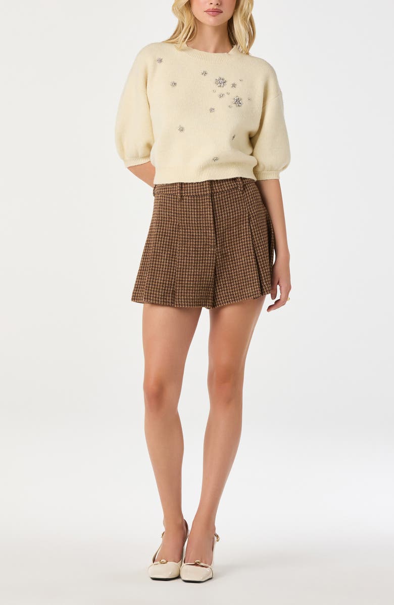 ASTR the Label Crystal Embellished Short Sleeve Sweater, Alternate, color, Cream