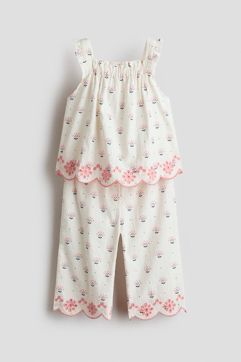 2-piece Printed Cotton Set, Main, color, White/floral