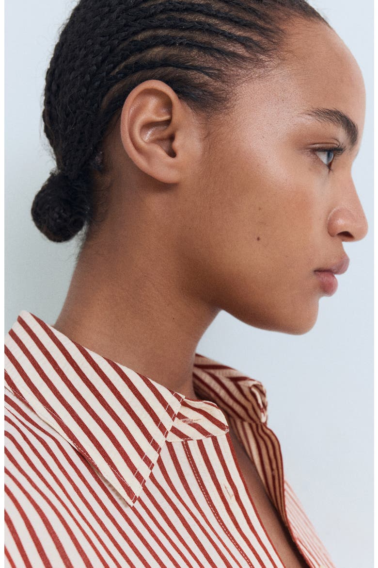 Stripe Button-Up Shirt, Alternate, color, BURNT ORANGE
