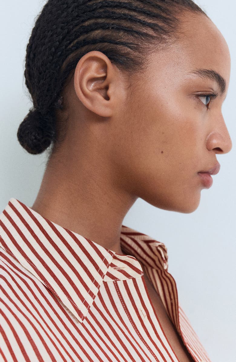 MANGO Stripe Button-Up Shirt, Alternate, color, Burnt Orange