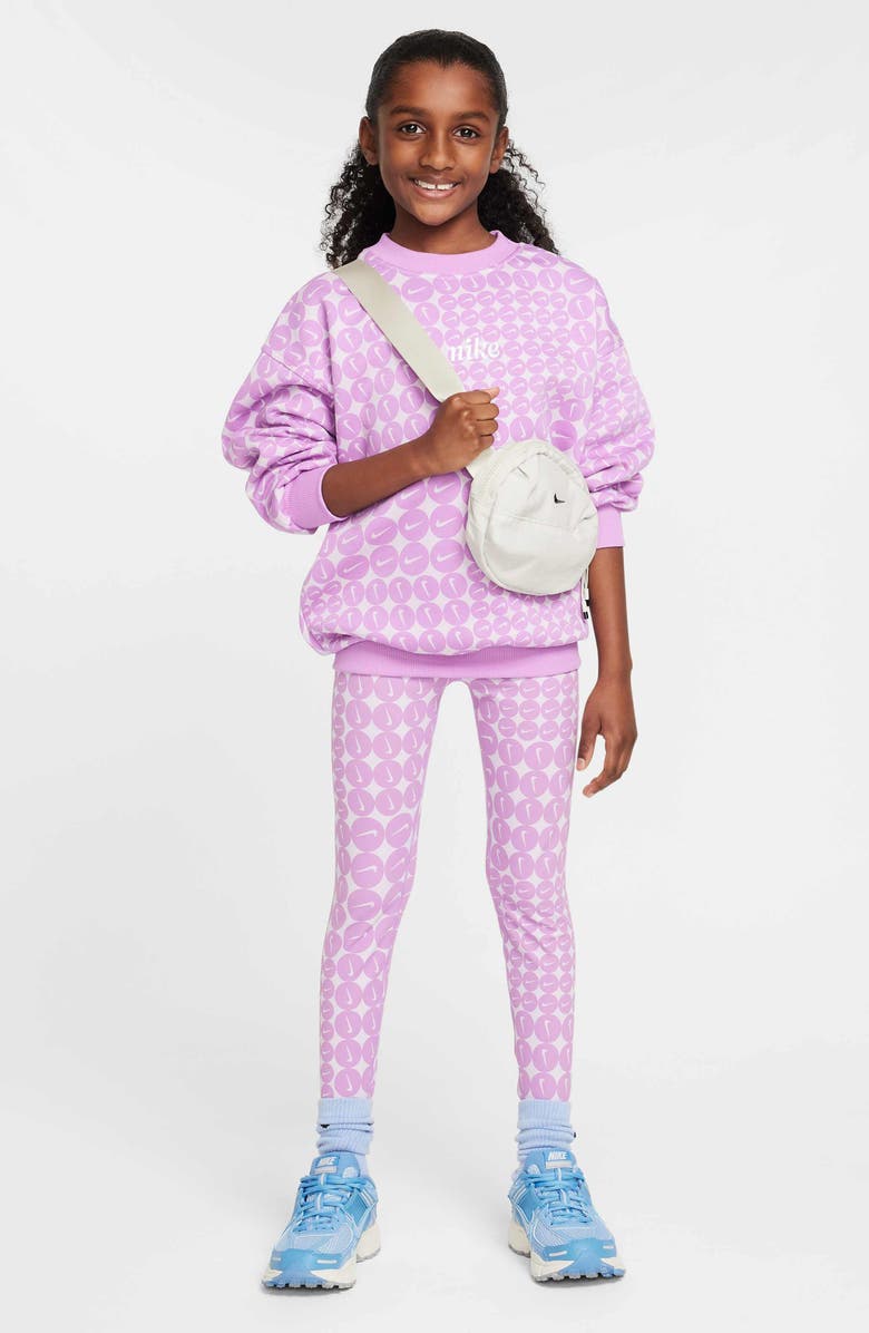 Nike Kids' Sportswear Club Fleece Oversize Crewneck Sweatshirt, Alternate, color, 532 Rush Fuchsia/White