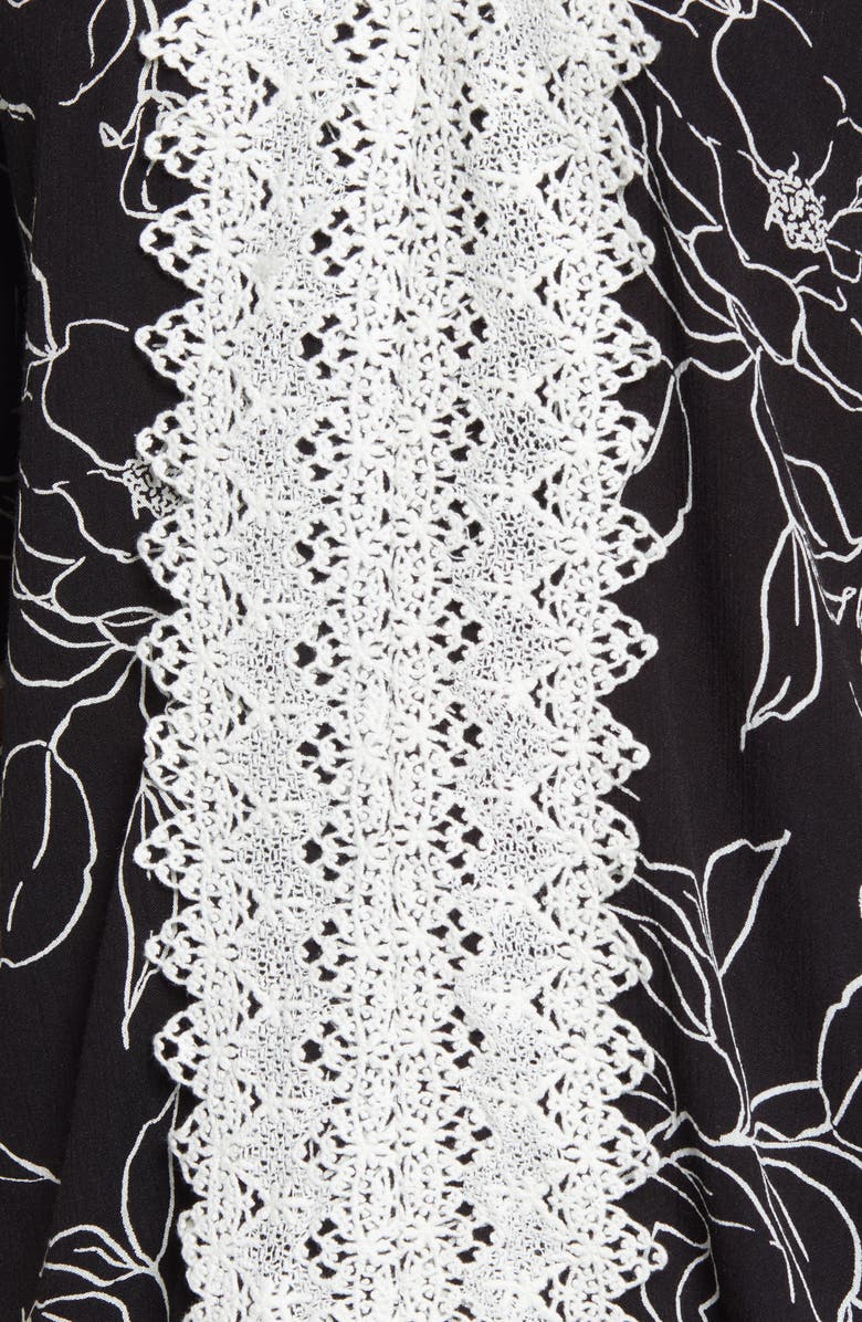 Bobeau Lace Trim Floral Woven Blouse, Alternate, color,