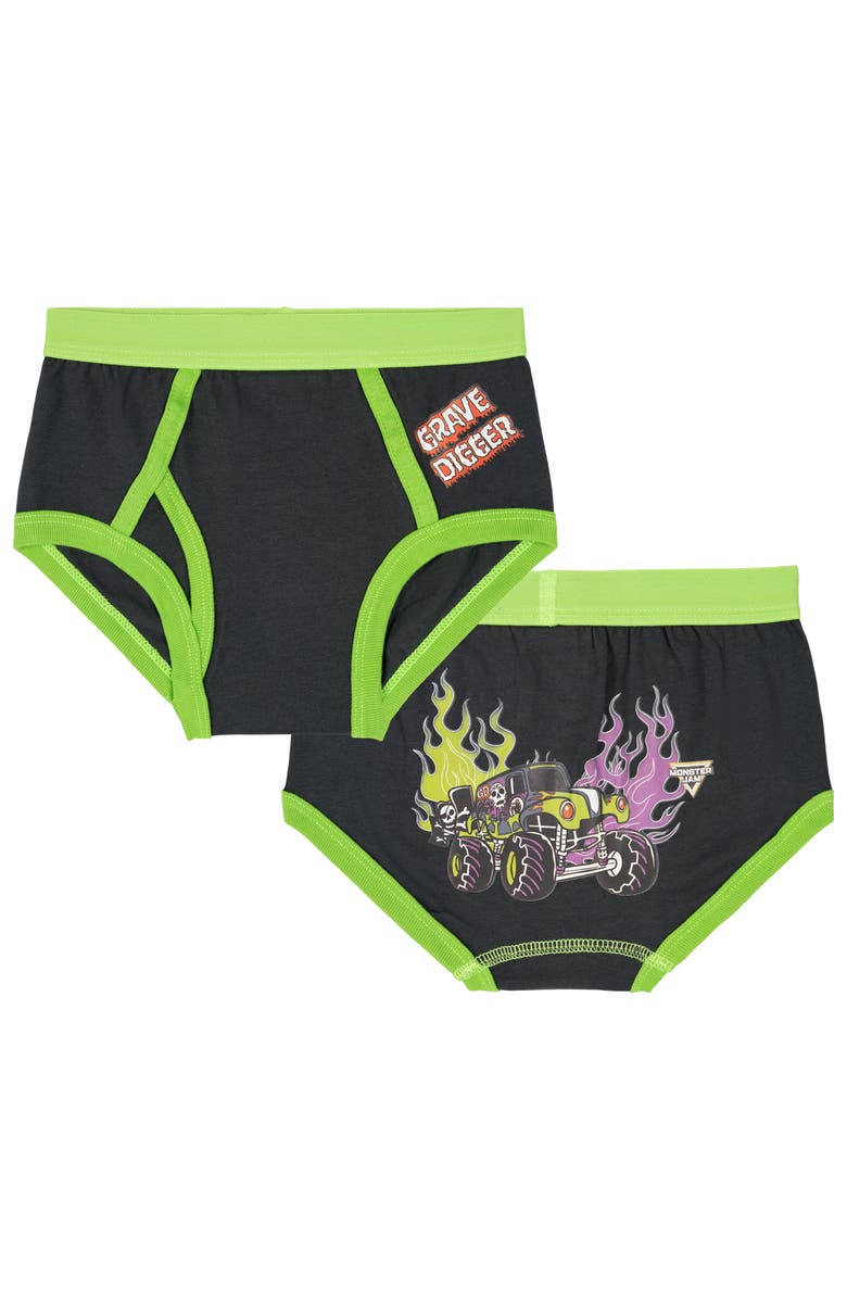 Monster Jam 5-Pack Cotton Briefs, Alternate, color, Grave Digger Megalodon