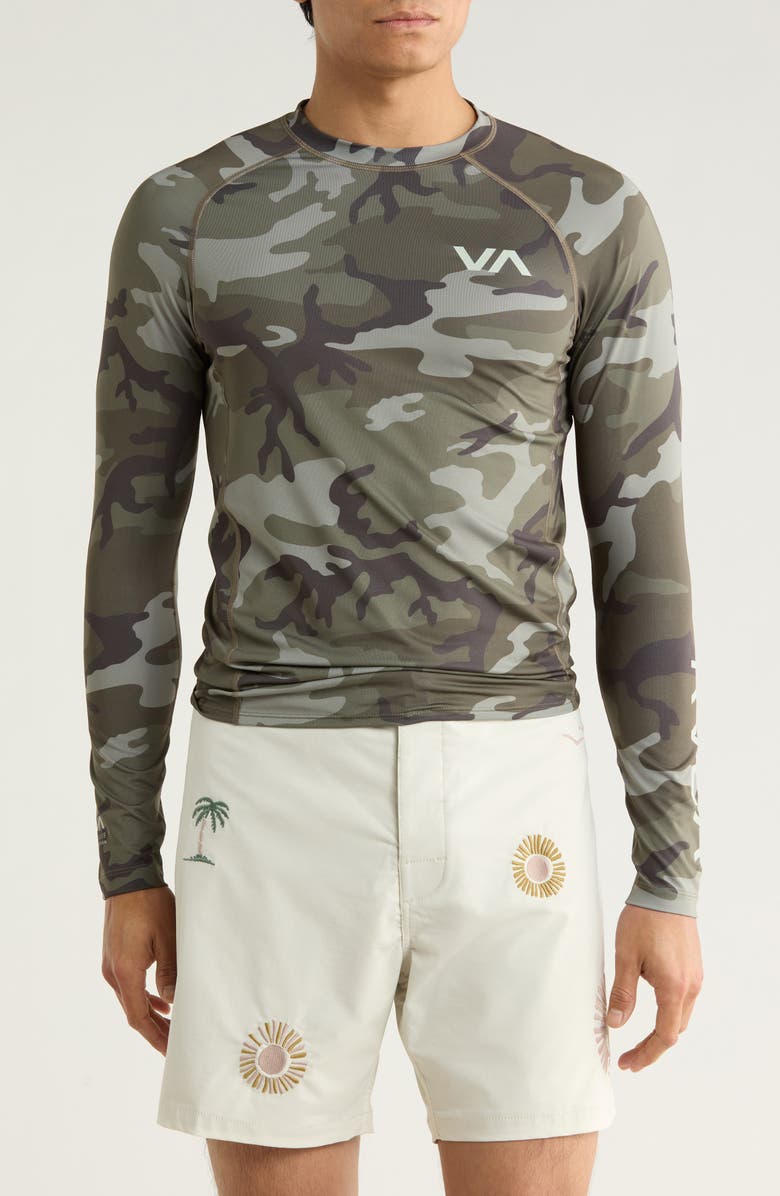 RVCA UPF 50+ Long Sleeve Rashguard, Main, color, Camo