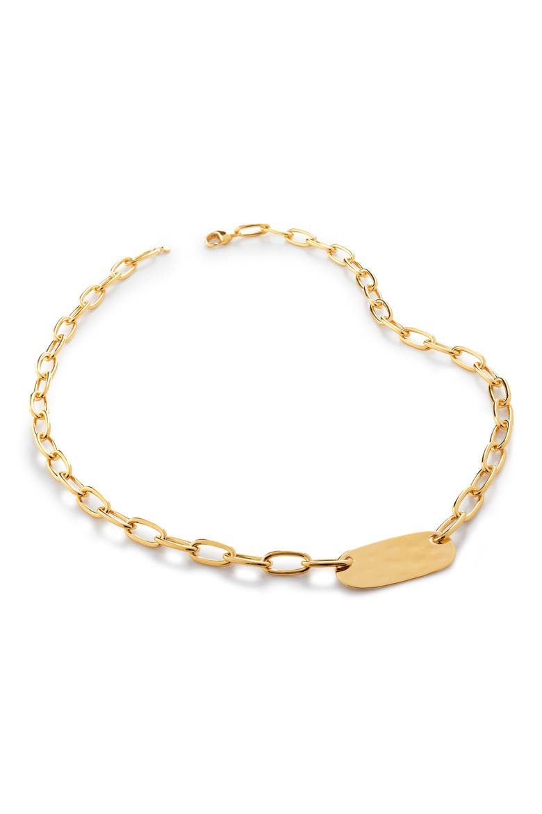 18K Gold Oval ID Necklace, Main, color, YELLOW GOLD