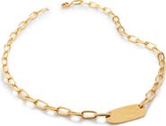 Monica Vinader 18K Gold Oval ID Necklace