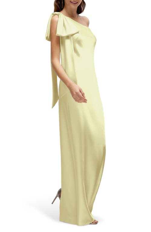 AFTER SIX AFTER SIX BOW DETAIL ONE-SHOULDER STRETCH SATIN CHARMEUSE GOWN