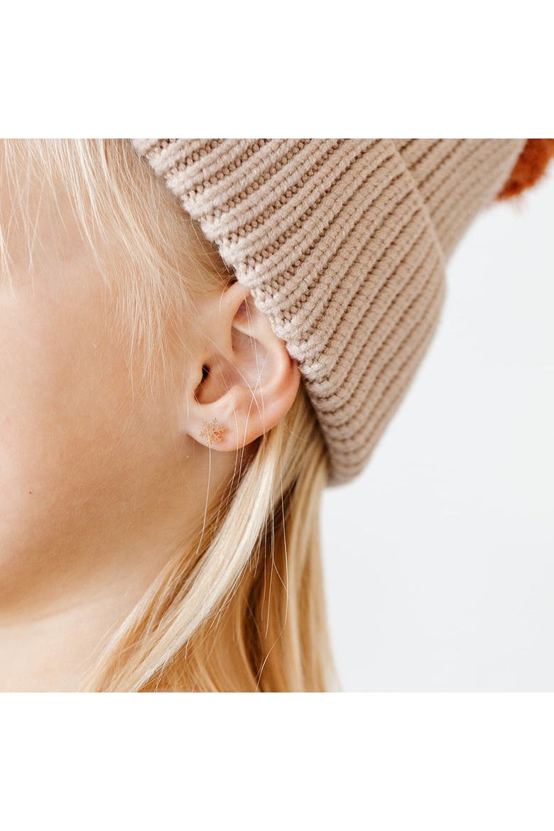 Girls' Snowflake Flatback Stud Hypoallergenic Earrings, Alternate, color, Gold