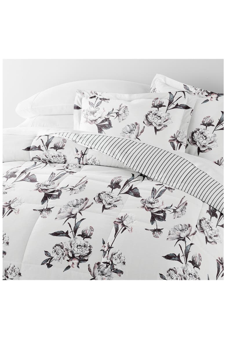 Magnolia Stripe Reversible 3-Piece Comforter Set, Alternate, color, GRAY