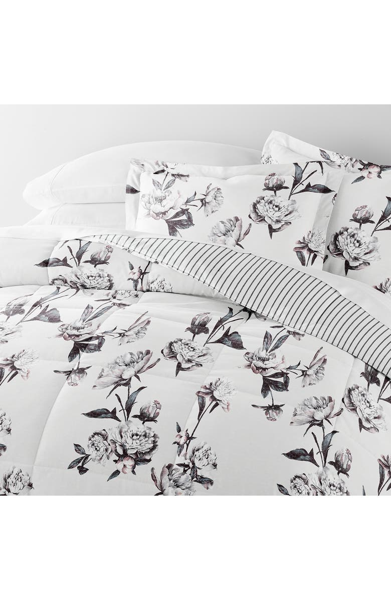 HOMESPUN Magnolia Stripe Reversible 3-Piece Comforter Set, Alternate, color, Gray