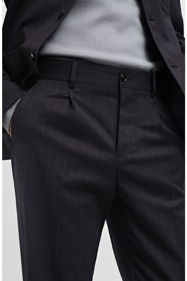 Slim Fit Pleated Pinstripe Suit Pants, Alternate, color, DARK NAVY