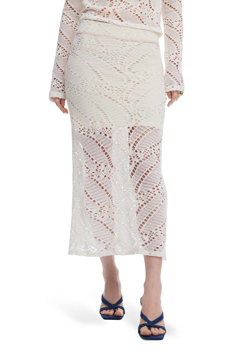 Open Stitch Knit Skirt, Main, color, LIGHT BEIGE
