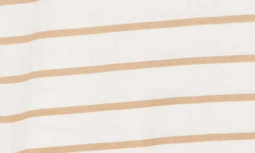 Bobeau Dolman Sleeve Piqué T-shirt In Ivory/light Tau Pencil Stripe