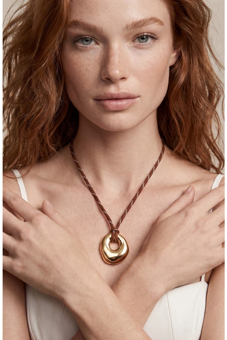 Molten Halo Cord Pendant Necklace, Alternate, color, BROWN