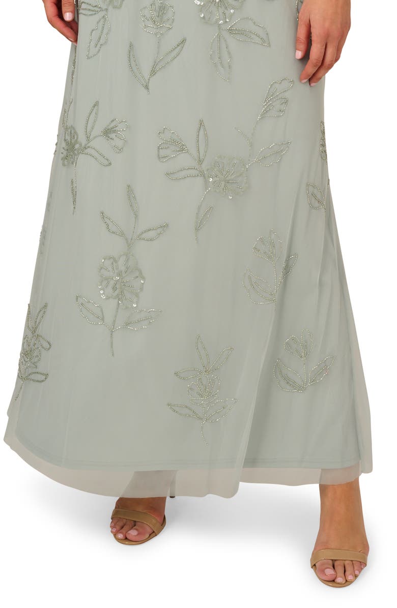 Adrianna Papell Beaded Floral Blouson Gown, Alternate, color, 