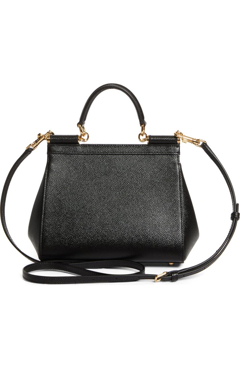 Dolce&Gabbana Medium Sicily Leather Top Handle Bag, Alternate, color, 80999 Black