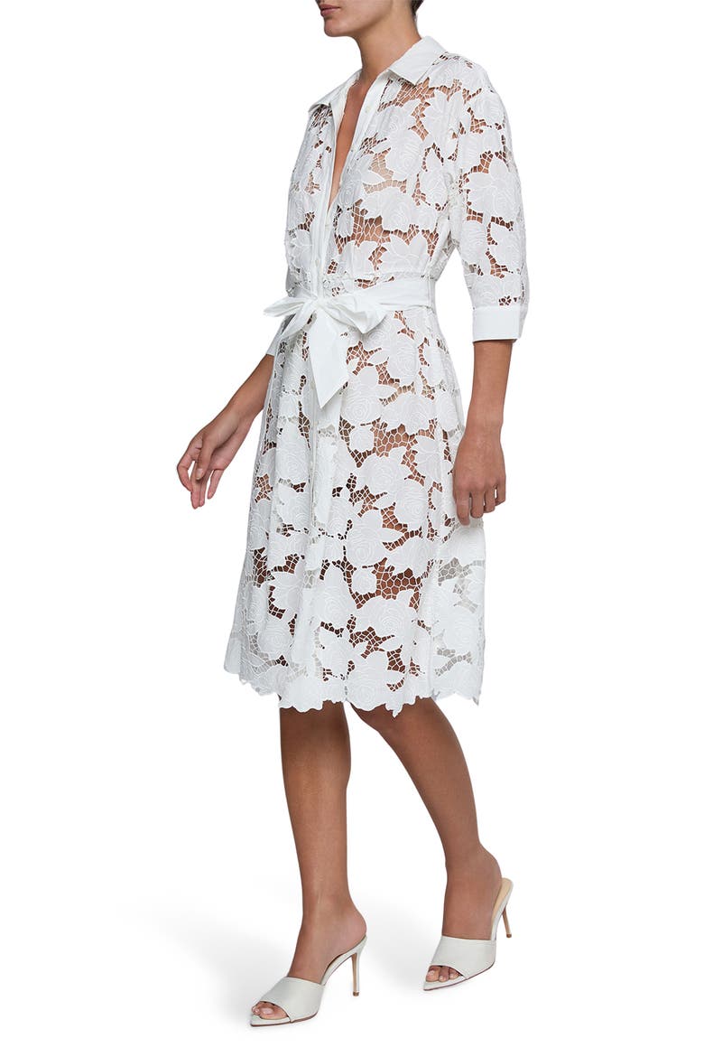 May Tie Waist Lace Midi Dress, Alternate, color, IVORY