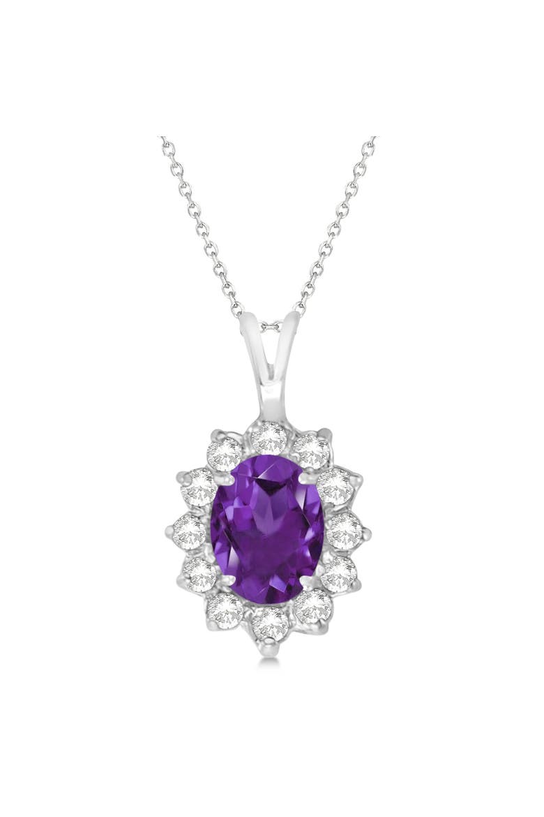 Amethyst & Diamond Accented Pendant Necklace 14k, Main, color, 1.70ct/White Gold