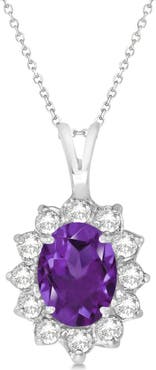 ALLUREZ Amethyst & Diamond Accented Pendant Necklace 14k