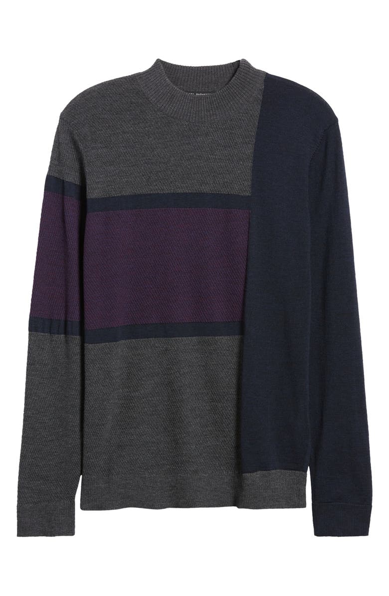 Robert Barakett Sagle Colorblock Wool Mock Neck Sweater, Alternate, color, Purple