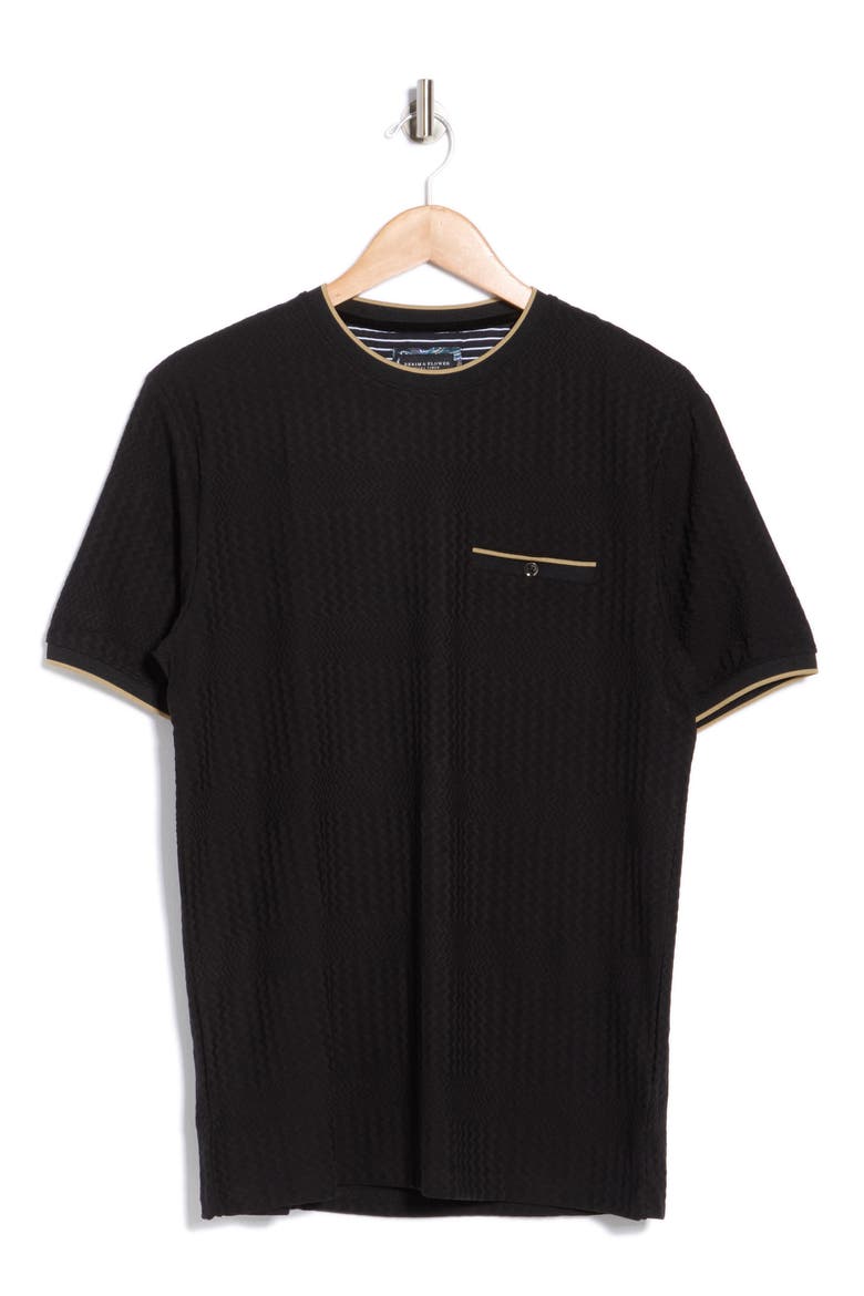 Textured Geo Crewneck T-Shirt, Alternate, color, BLACK