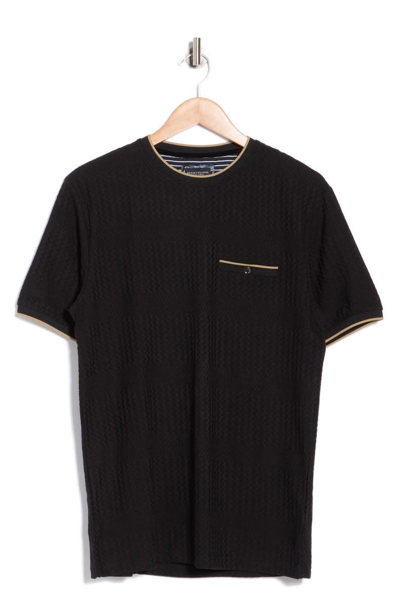 DENIM AND FLOWER Textured Geo Crewneck T-Shirt, Alternate, color, Black