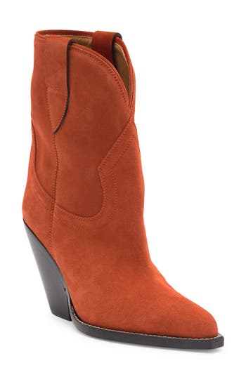 Isabel Marant Leyane Suede Ankle Boots In Burnt Orange