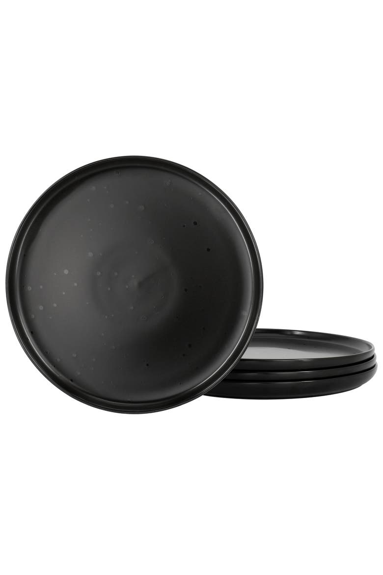 Landon 4 Piece 8.4in Round Stoneware Salad Plate Set, Main, color, Black