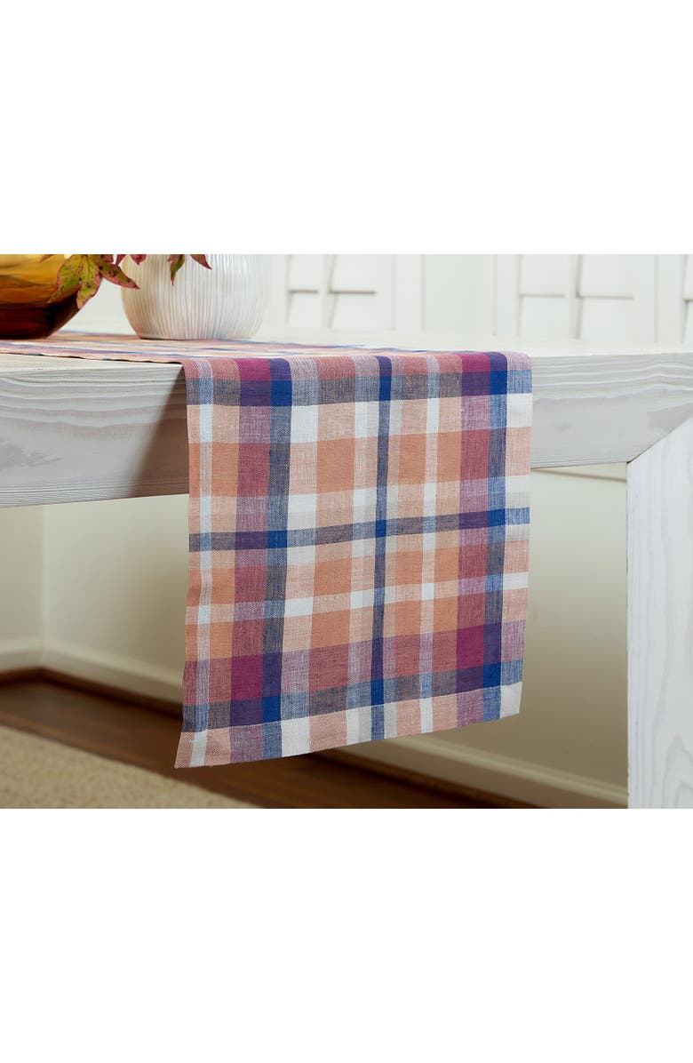 Solino Home Linen Table Runner for Dining Table, Holiday and Everyday Table Decor - Fall Flavors Madras, Alternate, color, 