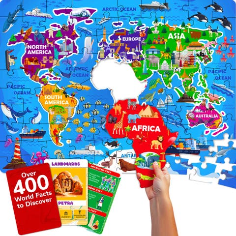 Kids Jigsaw Puzzles - 70 & 150 Piece Search & Find Riddle Puzzles with Flashcards