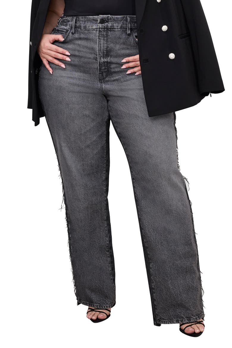 Good '90s Step Hem Wide Leg Jeans, Alternate, color, BLACK365