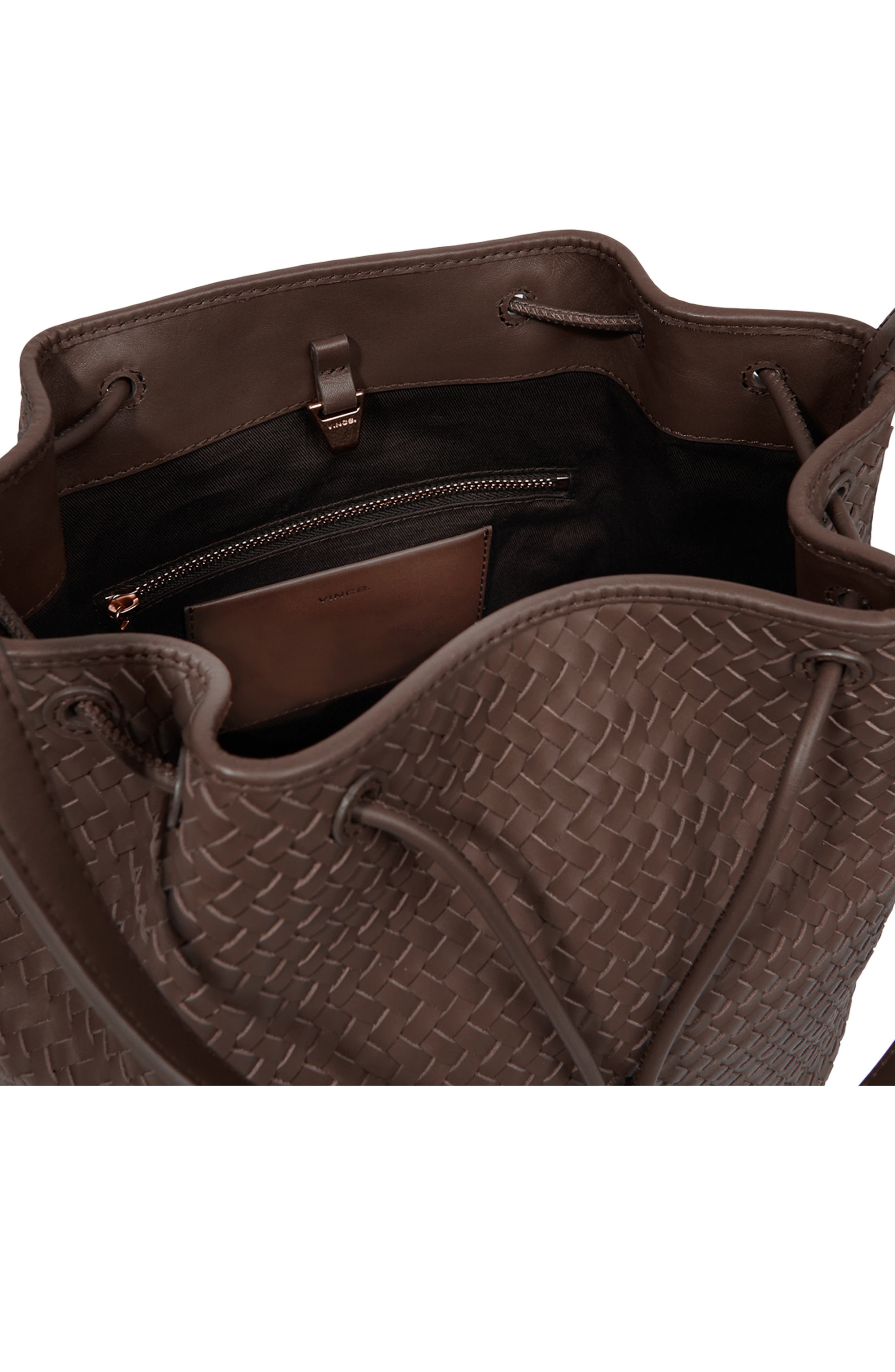 Sarai Woven Leather Bucket Bag, Alternate, color, DATE