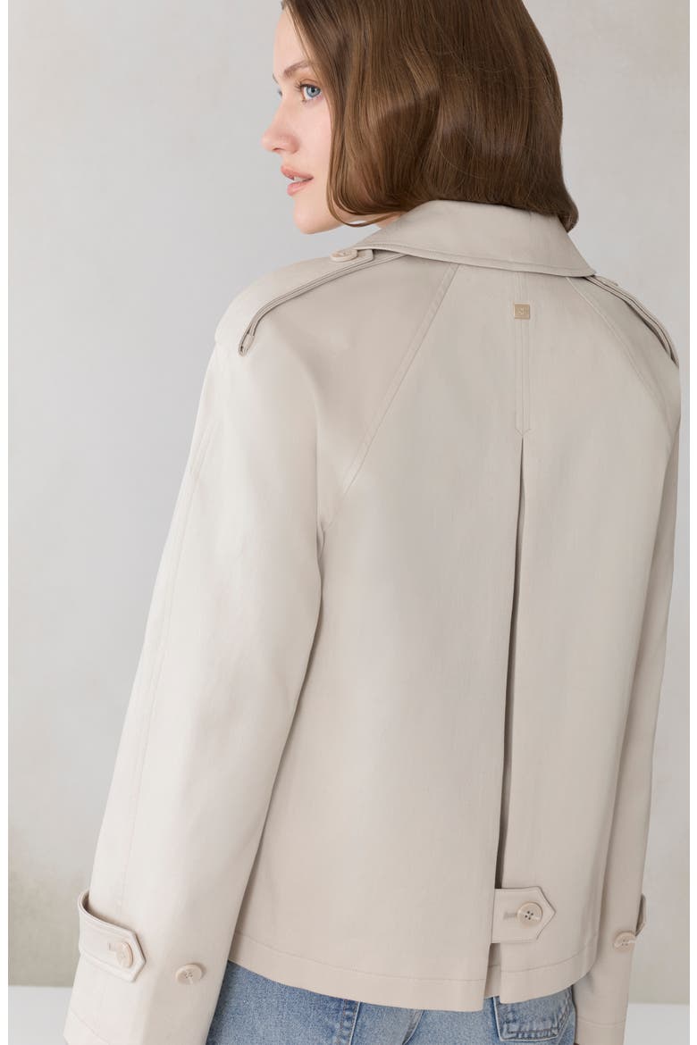 Juliette Short Stretch Cotton & Nylon Trench Coat, Alternate, color, LIGHT OAK