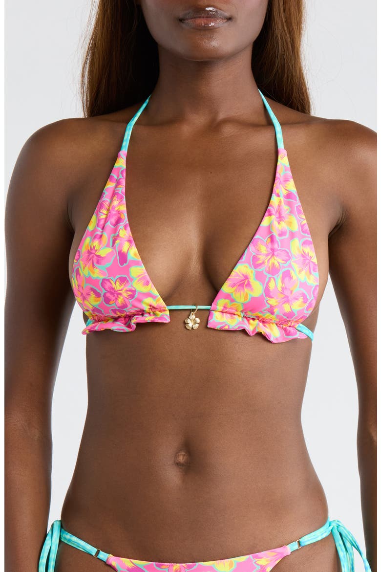 Frill Halter Bikini Top, Main, color, SUN POP