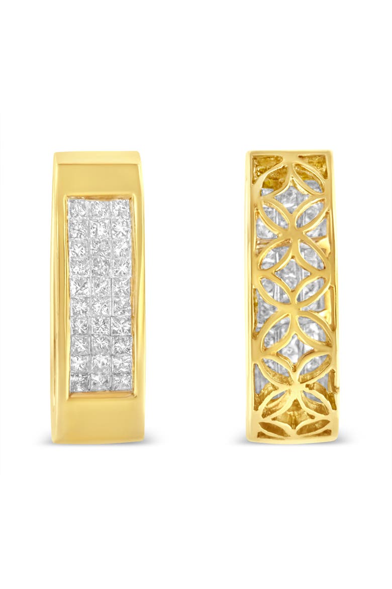 14K Gold 1/2 Cttw Princess Cut Diamond Vertical Bar Block Pendant 18" Necklace, Alternate, color, Yellow