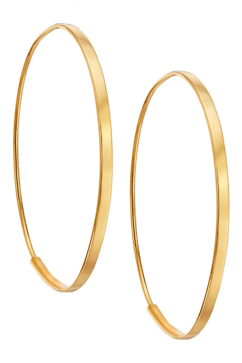 14K Gold Small Flat Magic Hoops, Main, color, YELLOW GOLD