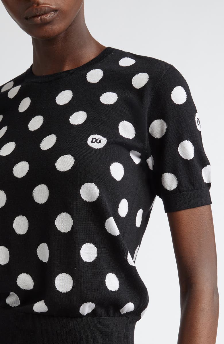 Dolce&Gabbana Polka Dot Jacquard Virgin Wool & Silk Sweater, Alternate, color, 