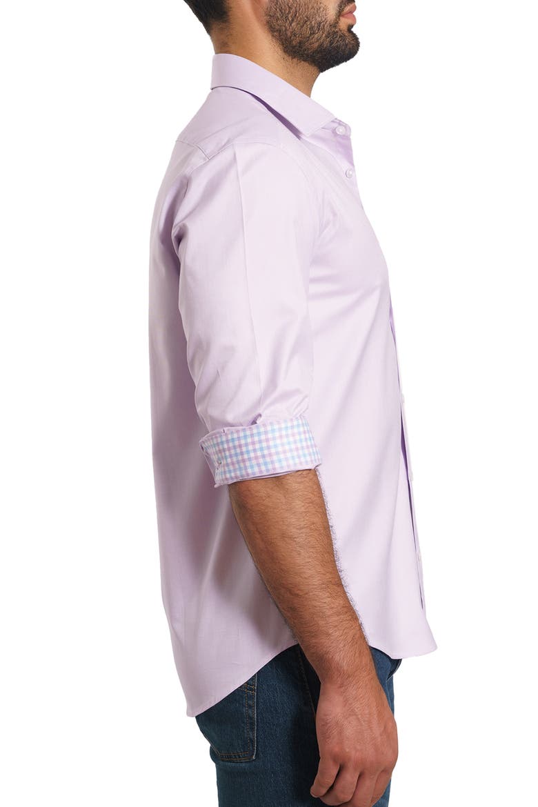 Trim Fit Solid Cotton Button-Up Shirt, Alternate, color, LILAC