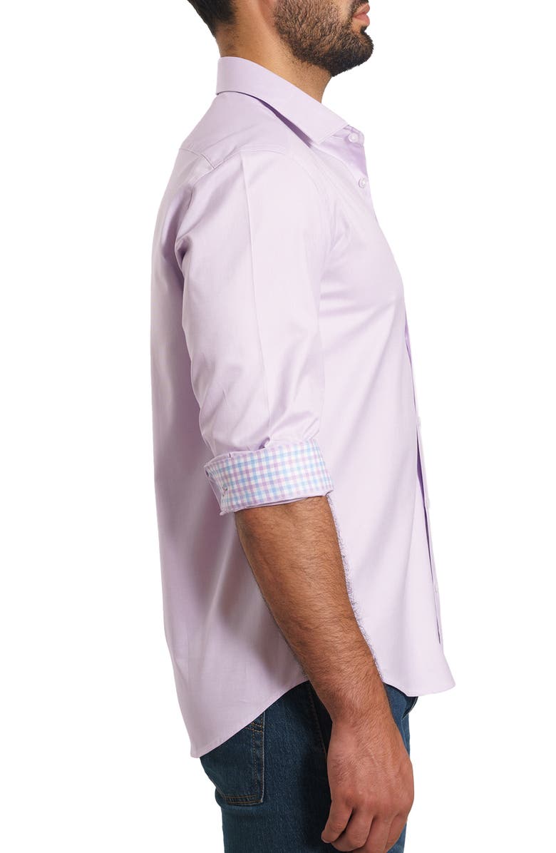 Jared Lang Trim Fit Solid Cotton Button-Up Shirt, Alternate, color, Lilac