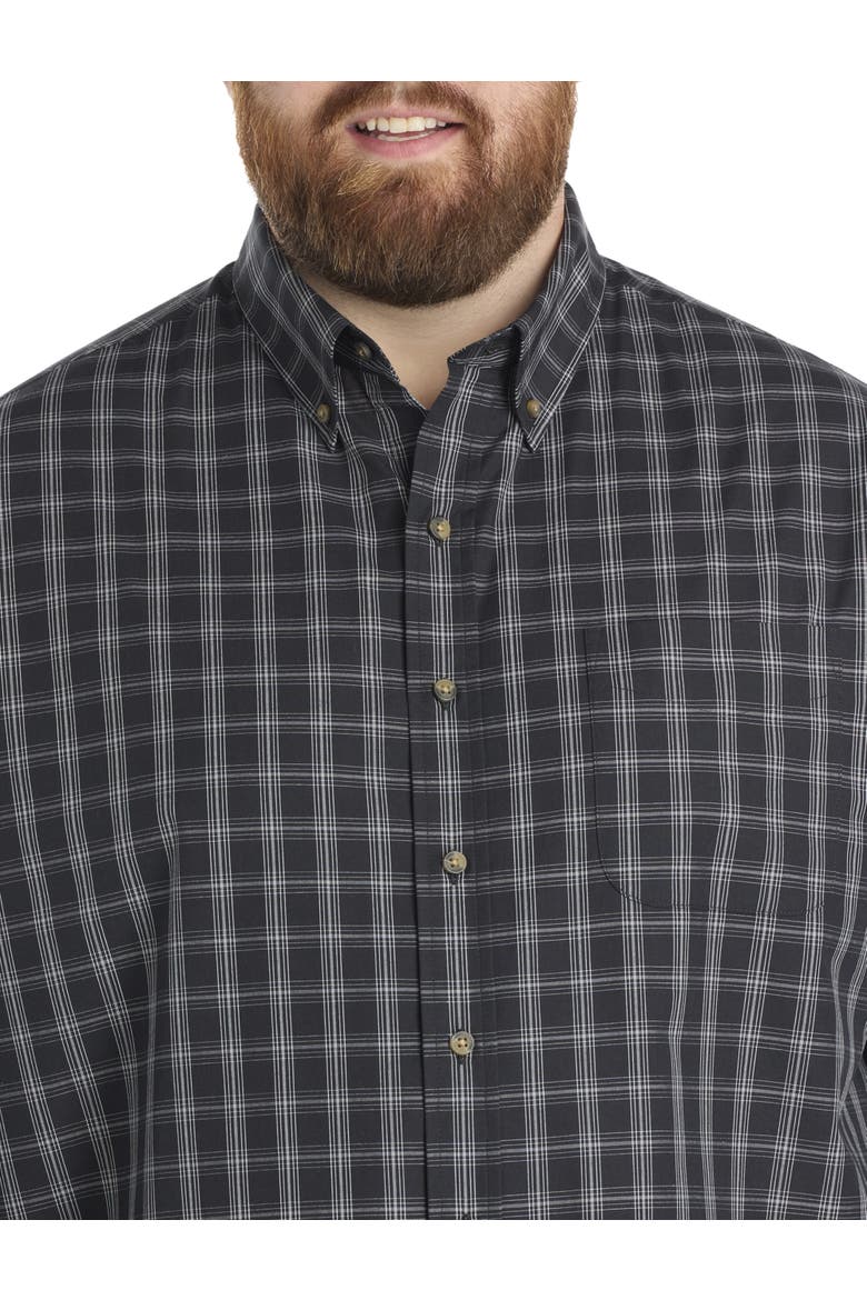 Big & Tall Easy Care Medium Plaid Sport Shirt, Alternate, color, BLACK