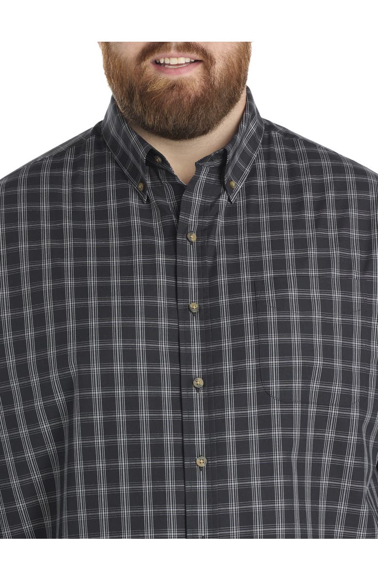 Harbor Bay by DXL Big & Tall Easy Care Medium Plaid Sport Shirt, Alternate, color, Black