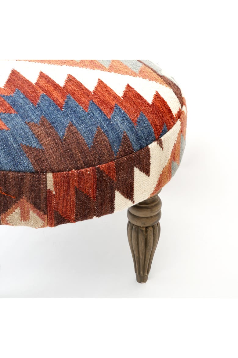 Tribal Kilim Pattern Footstool, Alternate, color, Brown