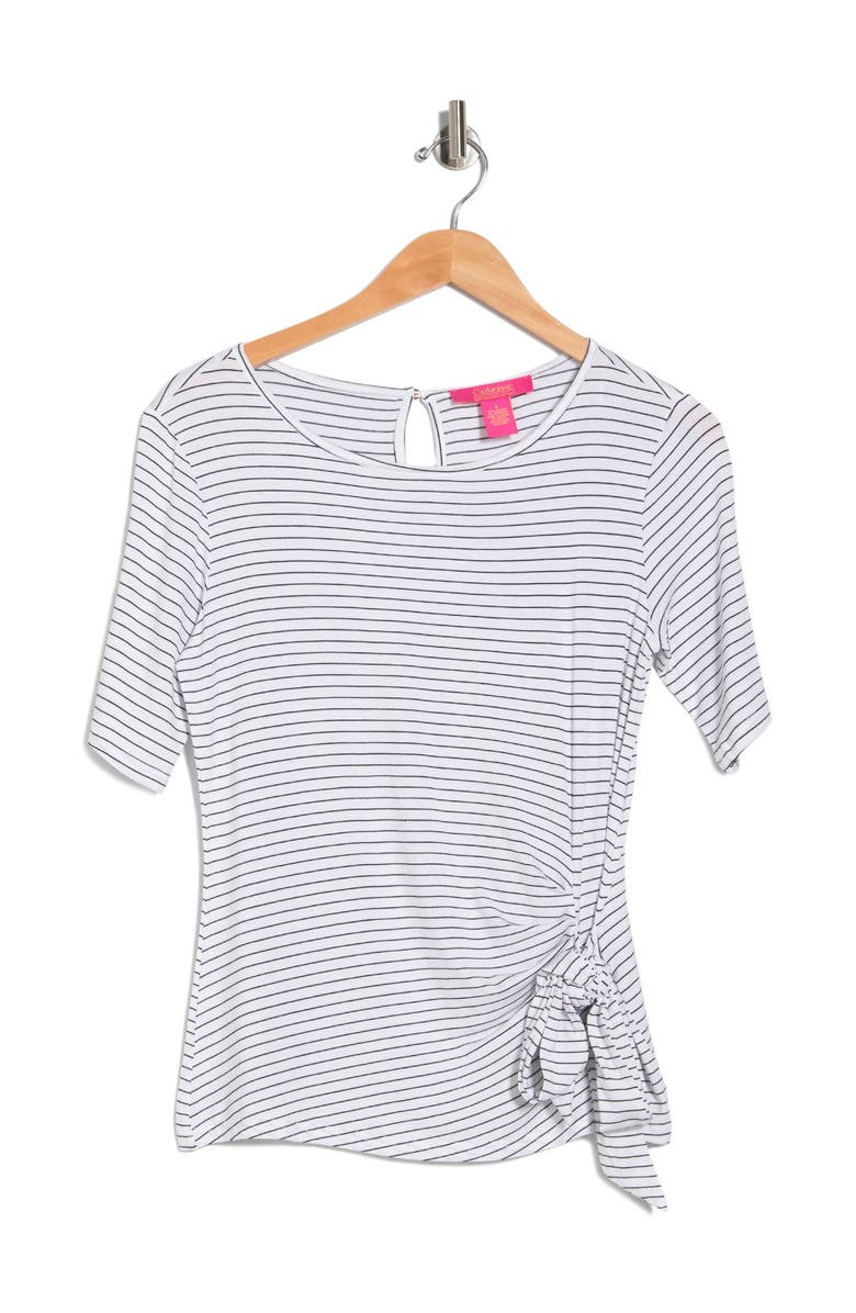 Catherine Catherine Malandrino Elbow Sleeve Side Tie Top, Alternate, color, 